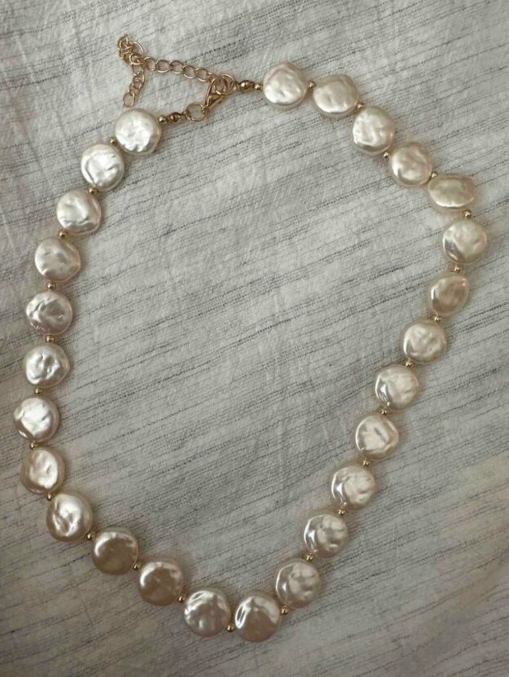 Assymetrical Faux Pearl Bead Necklace NWOT